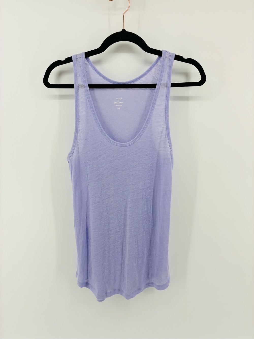 J Crew 100% Linen Sheer Light Purple Women's Scoop Neck Tank Top